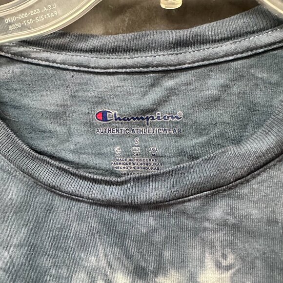 Champion Tie Dyed Cotton Tee Shirt Sign Language Black Tied Dyed Blue Size Small - Picture 5 of 6